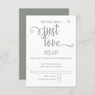 Tarjeta De Confirmación De Asistencia Nada Fancy Just Love Minimalista Boda