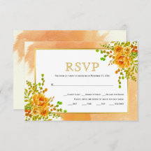 Naranja acuarela flores floral otoño boda