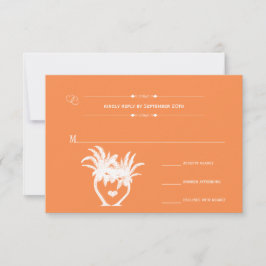 Tarjeta De Confirmación De Asistencia Naranja Beach Palm Tree Destination Chalkboard