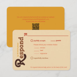 Tarjeta De Confirmación De Asistencia Naranja Brown de Groovy 70 Responde Por Favor Boda