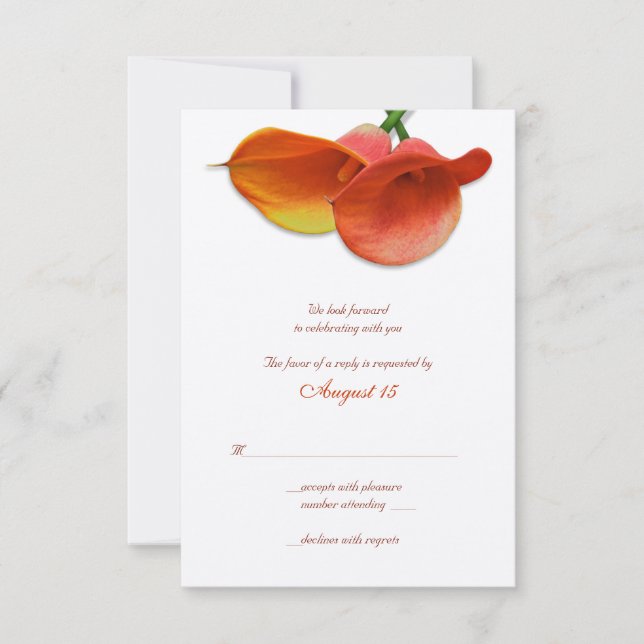 Tarjeta De Confirmación De Asistencia Naranja Calla Lily Boda Reply Card (Anverso)