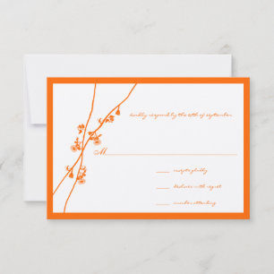 Tarjeta De Confirmación De Asistencia Naranja de Coral Ochre Boho Boda de rama floral RS