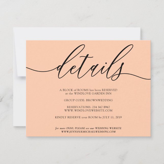 Tarjeta De Confirmación De Asistencia Naranja Peach Simple Moderno Añadir detalles de la (Anverso)