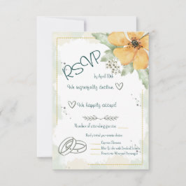 Tarjeta De Confirmación De Asistencia Naranja Poppy Watercolor Florals