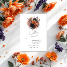 Naranja quemado, morado oscuro y Boda floral negro