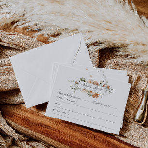 Tarjeta De Confirmación De Asistencia Naranja quemado y boda de jardín floral verde sabi