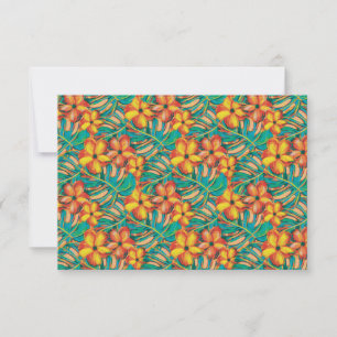 Tarjeta De Confirmación De Asistencia Naranja tropical y Boda floral amarillo