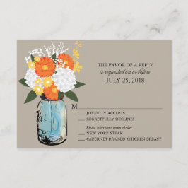 Tarjeta De Confirmación De Asistencia Naranja y cítricos amarillos Bloom Mason Jar | RSV