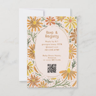 Tarjeta De Confirmación De Asistencia Naranja y Yellow Daisies Baby Shower
