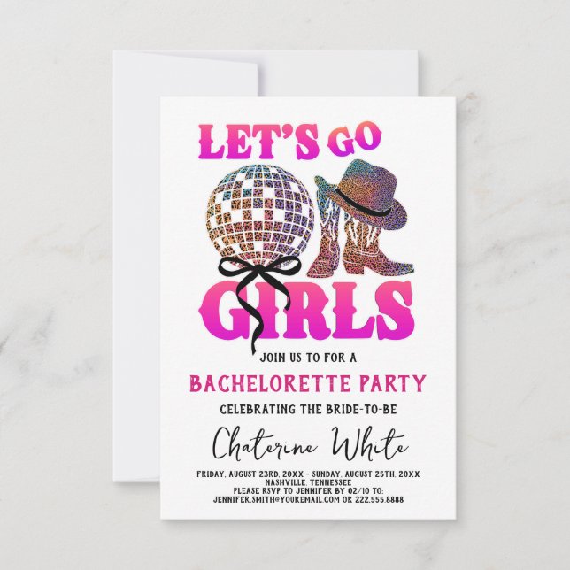 Tarjeta De Confirmación De Asistencia Nashville Bachelorette Rodeo Weekend Itinerario (Anverso)