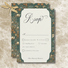 Tarjeta De Confirmación De Asistencia Naturaleza vintage William Morris Elegante Boda