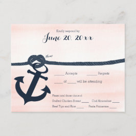 Tarjeta De Confirmación De Asistencia Nautical Anchor and Rope Response Navy Rubor