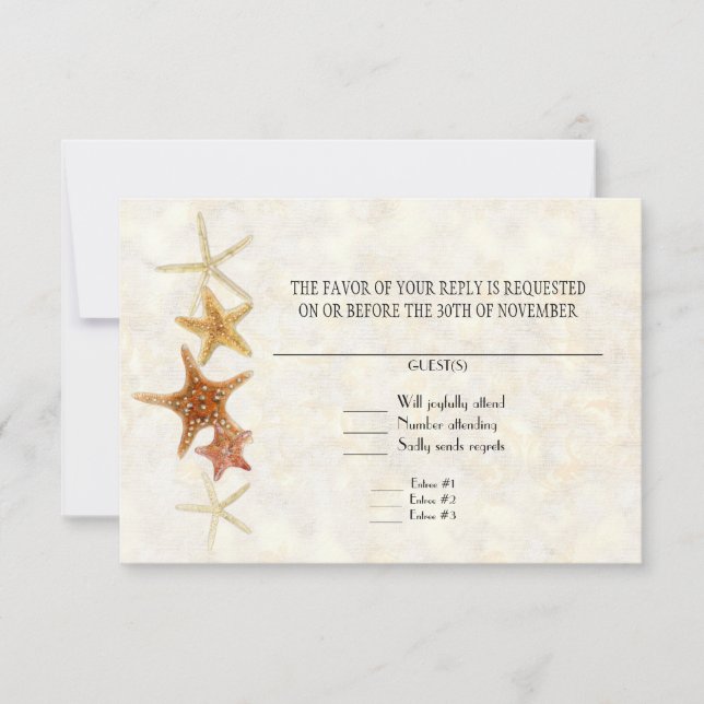 Tarjeta De Confirmación De Asistencia Nautilus Scallop Sea Shell Patrón moderno (Anverso)