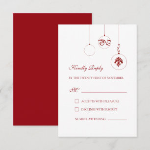 Tarjeta De Confirmación De Asistencia Navidades bauble ornamentos Boda rojo invierno