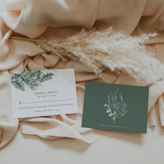 Tarjeta De Confirmación De Asistencia Navidades Boda Stationery | Boda de vacaciones (Subido por el creador)