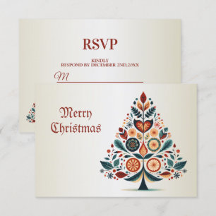 Tarjeta De Confirmación De Asistencia Navidades Coloridos Árboles Escandinavia Arte Popu