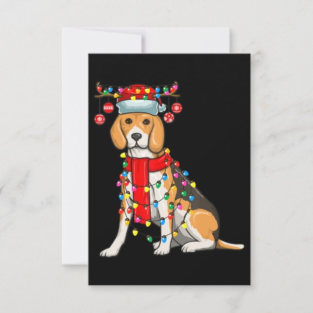 Tarjeta De Confirmación De Asistencia Navidades Cute Beagle Dog Holiday Lights Gift (Anverso)