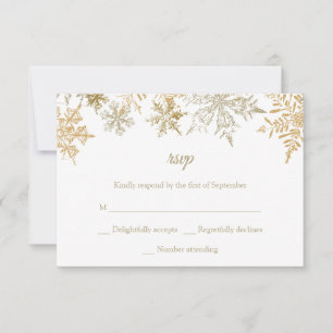 Tarjeta De Confirmación De Asistencia Navidades de Boda de Invierno con copos de nieve d