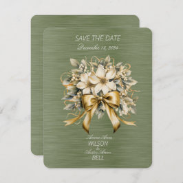 Tarjeta De Confirmación De Asistencia Navidades de Cinta de Oro de Leaf Verde de Winterb