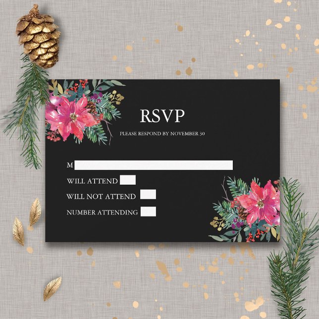 Tarjeta De Confirmación De Asistencia Navidades de invierno acuarela de vacaciones Poins (Subido por el creador)