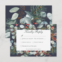 Tarjeta De Confirmación De Asistencia Navidades de invierno Boda de la Marina Verde