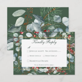 Tarjeta De Confirmación De Asistencia Navidades de invierno Boda verde