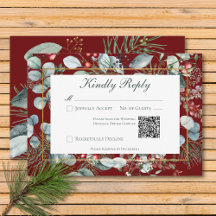 Navidades de invierno verde Boda rojo Código QR