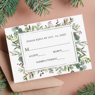 Tarjeta De Confirmación De Asistencia Navidades de la vegetación botánica Boda Verde