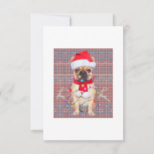Tarjeta De Confirmación De Asistencia Navidades del bulldog iluminan a un perro adormila