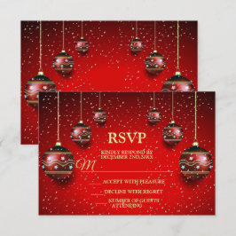 Tarjeta De Confirmación De Asistencia Navidades Fiesta Golden Red Winter Holidays Elegan
