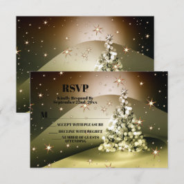 Tarjeta De Confirmación De Asistencia Navidades Fiesta Golden Tree Shiny Sparkle Stars