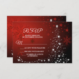 Tarjeta De Confirmación De Asistencia Navidades Fiesta White Stars Tree Copos de nieve r