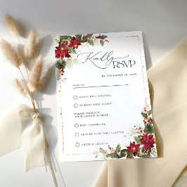 Tarjeta De Confirmación De Asistencia Navidades florales de Pine Poinsettia Rustic