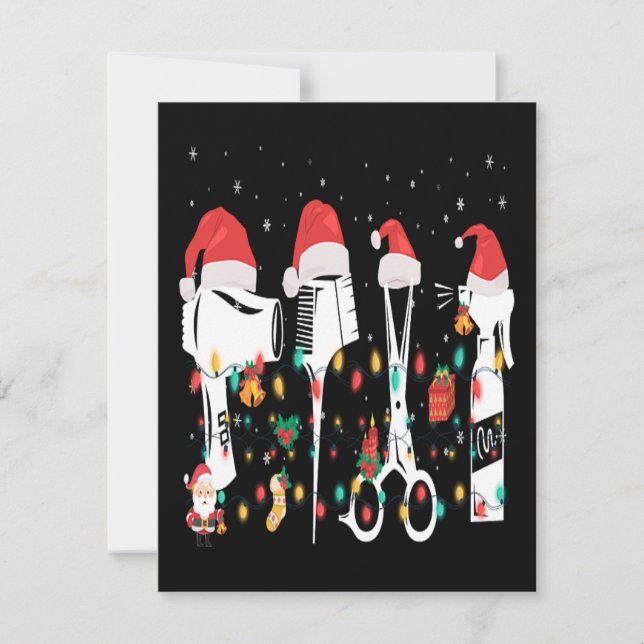 Tarjeta De Confirmación De Asistencia Navidades Funny Hairdresser Equipment Xmas Gift (Anverso)