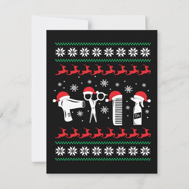 Tarjeta De Confirmación De Asistencia Navidades Funny Hairdresser Xmas Holiday Gift (Anverso)