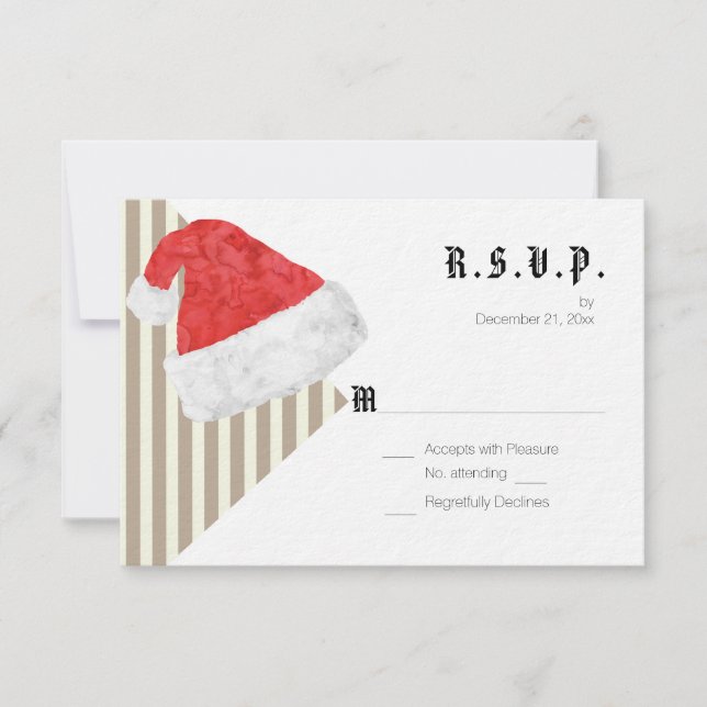 Tarjeta De Confirmación De Asistencia Navidades modernos divertidos Boda con Red Santa H (Anverso)