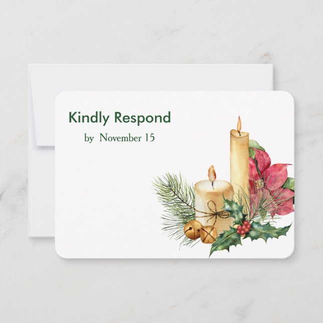 Tarjeta De Confirmación De Asistencia Navidades Poinsettia Dinner Choice Boda (Anverso)