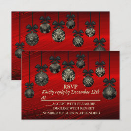 Tarjeta De Confirmación De Asistencia Navidades Red Black Elegant Holidays Winter