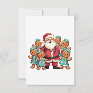Tarjeta De Confirmación De Asistencia Navidades Santa Claus Gingerbread Enfermeras