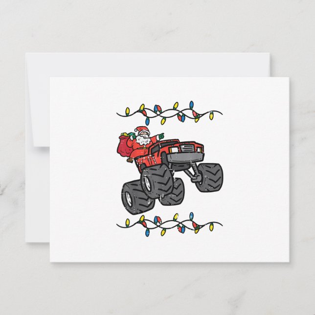 Tarjeta De Confirmación De Asistencia Navidades Santa Monster Camión Niños Niños Toddler (Anverso)