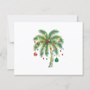 Tarjeta De Confirmación De Asistencia Navidades tropicales Palm Tree con Luces y Ornam