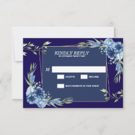 Tarjeta De Confirmación De Asistencia Navy Blue Burgundy Gold Blush Pink Wedding