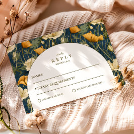Tarjeta De Confirmación De Asistencia Navy Blue Floral Arch Elegant Wedding