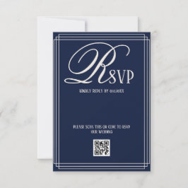 Tarjeta De Confirmación De Asistencia Navy Blue Luxury Wedding