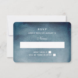 Tarjeta De Confirmación De Asistencia Navy RSVP. Boda moderna acuarela azul. Invierno