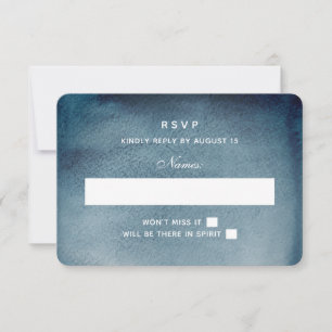 Tarjeta De Confirmación De Asistencia Navy RSVP. Boda moderna acuarela azul. Invierno