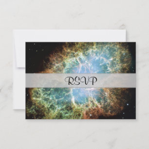 Tarjeta De Confirmación De Asistencia Nebulosa de cangrejo verde azulado