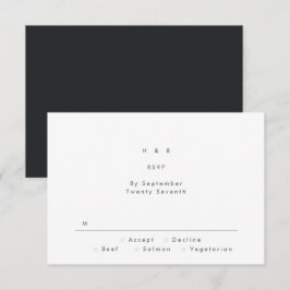 Tarjeta De Confirmación De Asistencia Negro sobre negro moderno Boda simple minimalista