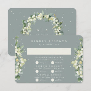Tarjeta De Confirmación De Asistencia Nieve verde + Eucalipto Boda Multi-Evento