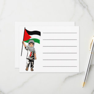 Tarjeta De Confirmación De Asistencia Niño con bandera palestina de Keffiyeh